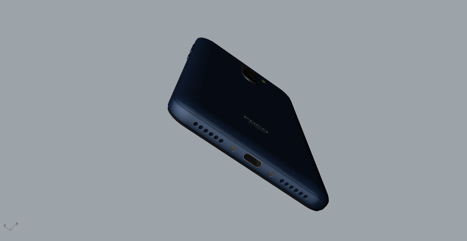 Xiaomi Pocophone F1 dark blue Low-poly 3D model_16