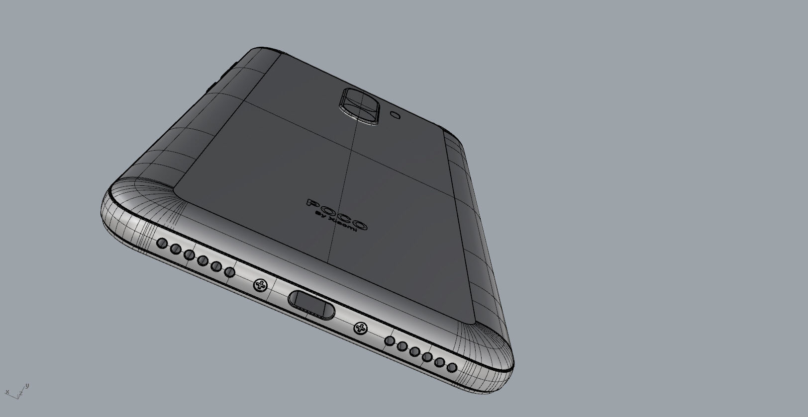 Xiaomi Pocophone F1 dark blue Low-poly 3D model_30