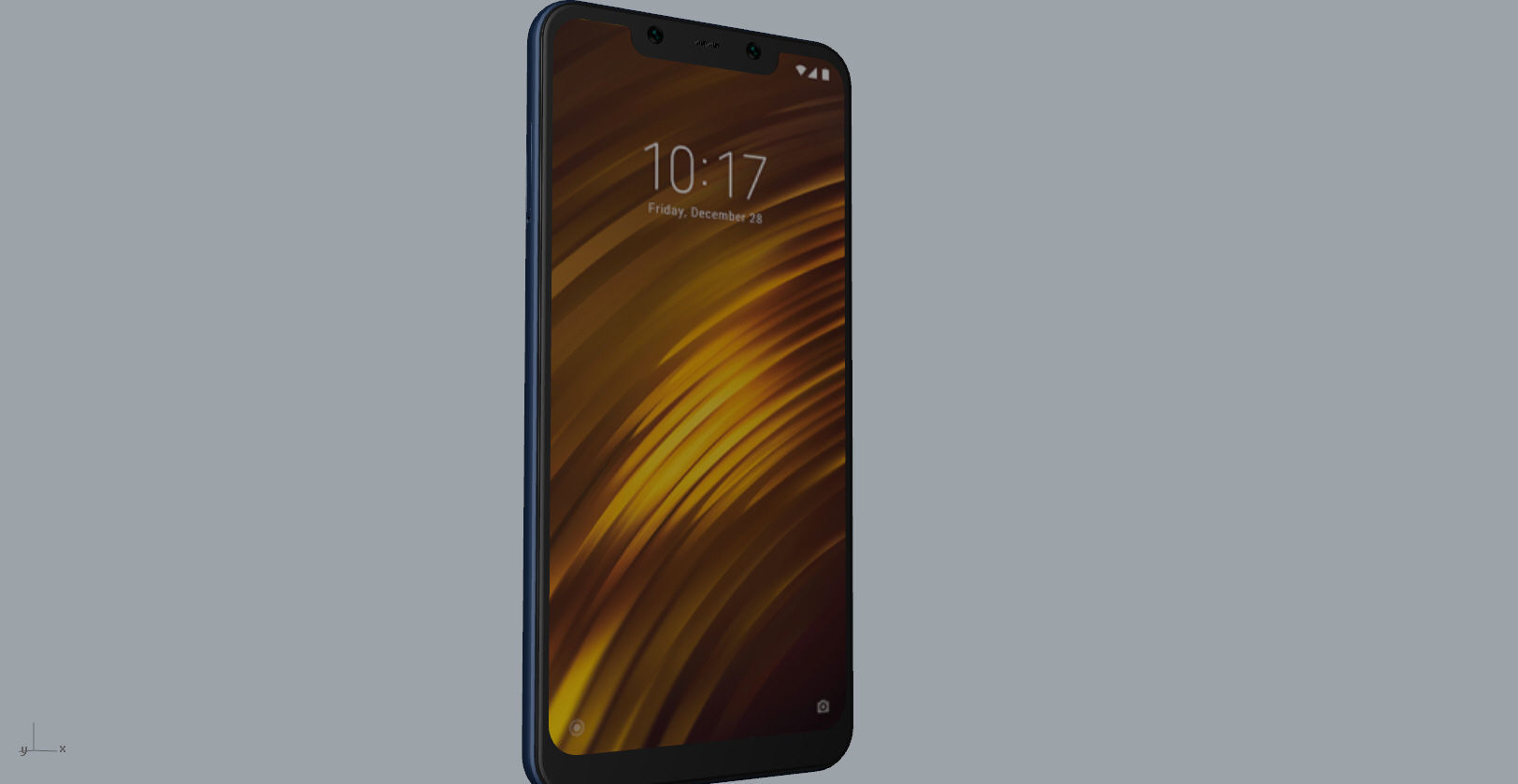 Xiaomi Pocophone F1 dark blue Low-poly 3D model_7