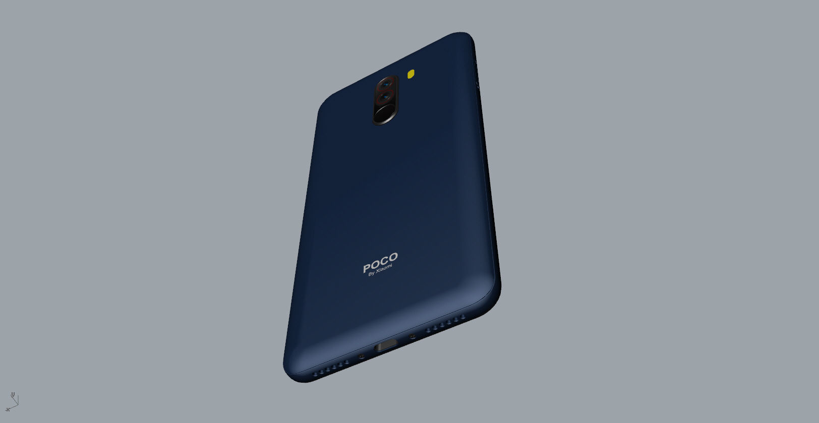 Xiaomi Pocophone F1 dark blue Low-poly 3D model_14