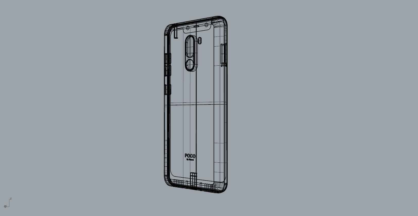 Xiaomi Pocophone F1 dark blue Low-poly 3D model_37