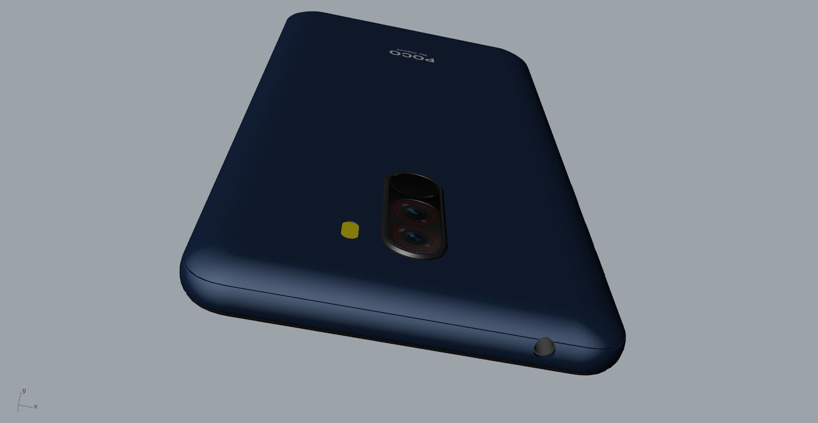 Xiaomi Pocophone F1 dark blue Low-poly 3D model_21