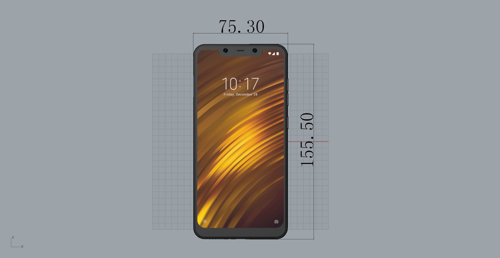 Xiaomi Pocophone F1 dark blue Low-poly 3D model_19