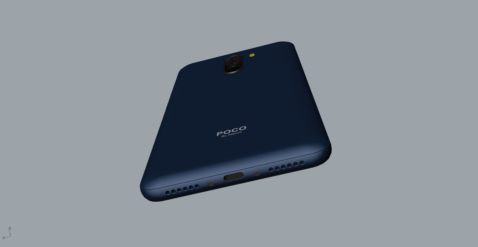 Xiaomi Pocophone F1 dark blue Low-poly 3D model_15