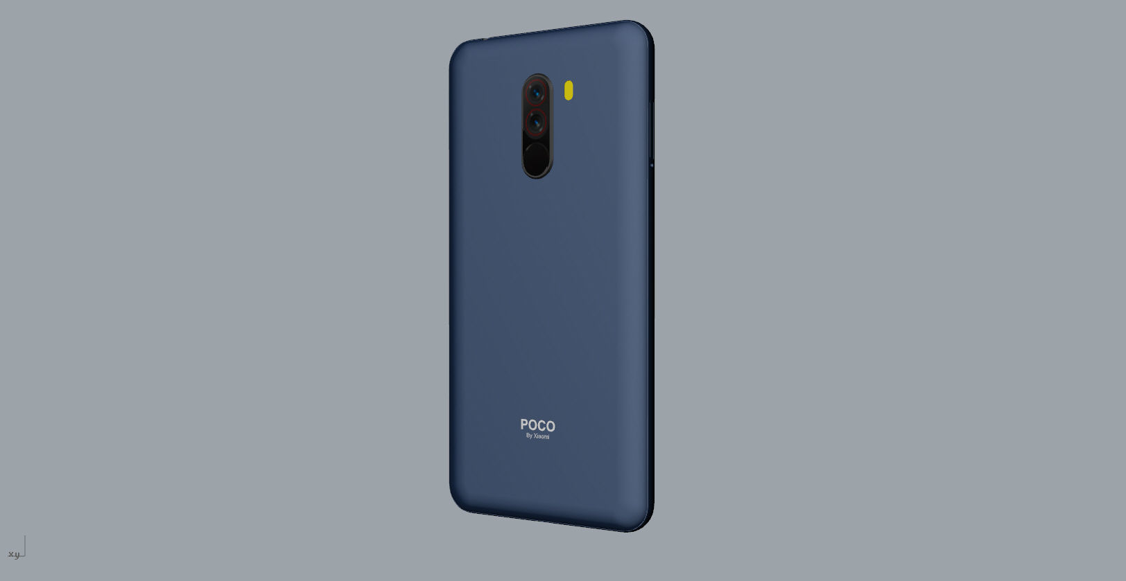Xiaomi Pocophone F1 dark blue Low-poly 3D model_3