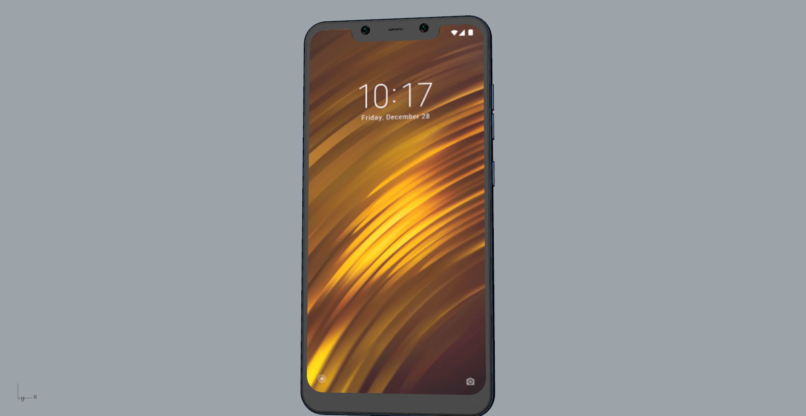 Xiaomi Pocophone F1 dark blue Low-poly 3D model_8