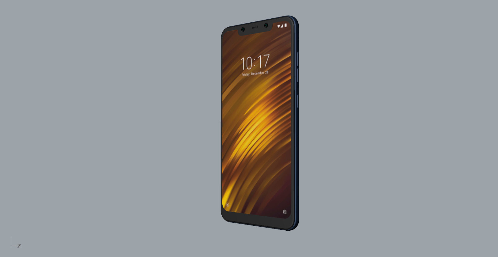 Xiaomi Pocophone F1 dark blue Low-poly 3D model_9