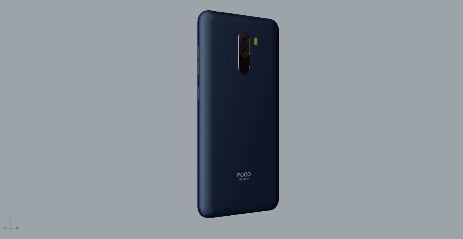 Xiaomi Pocophone F1 dark blue Low-poly 3D model_11