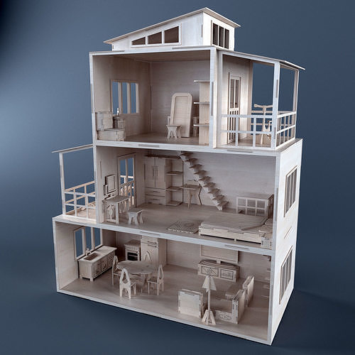 Plywood Dollhouse 3D model