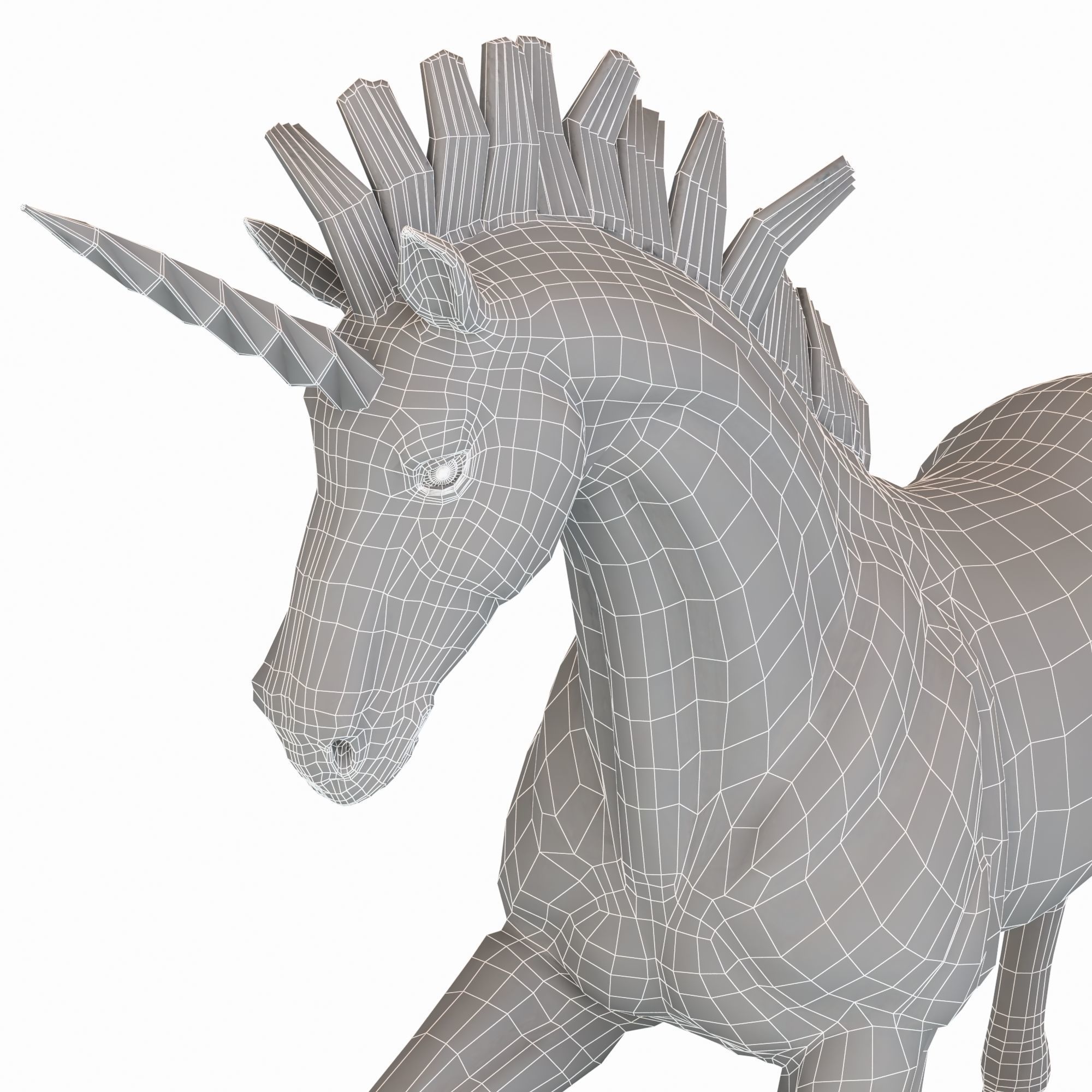 Unicorn Statue Low-poly 3D model_12