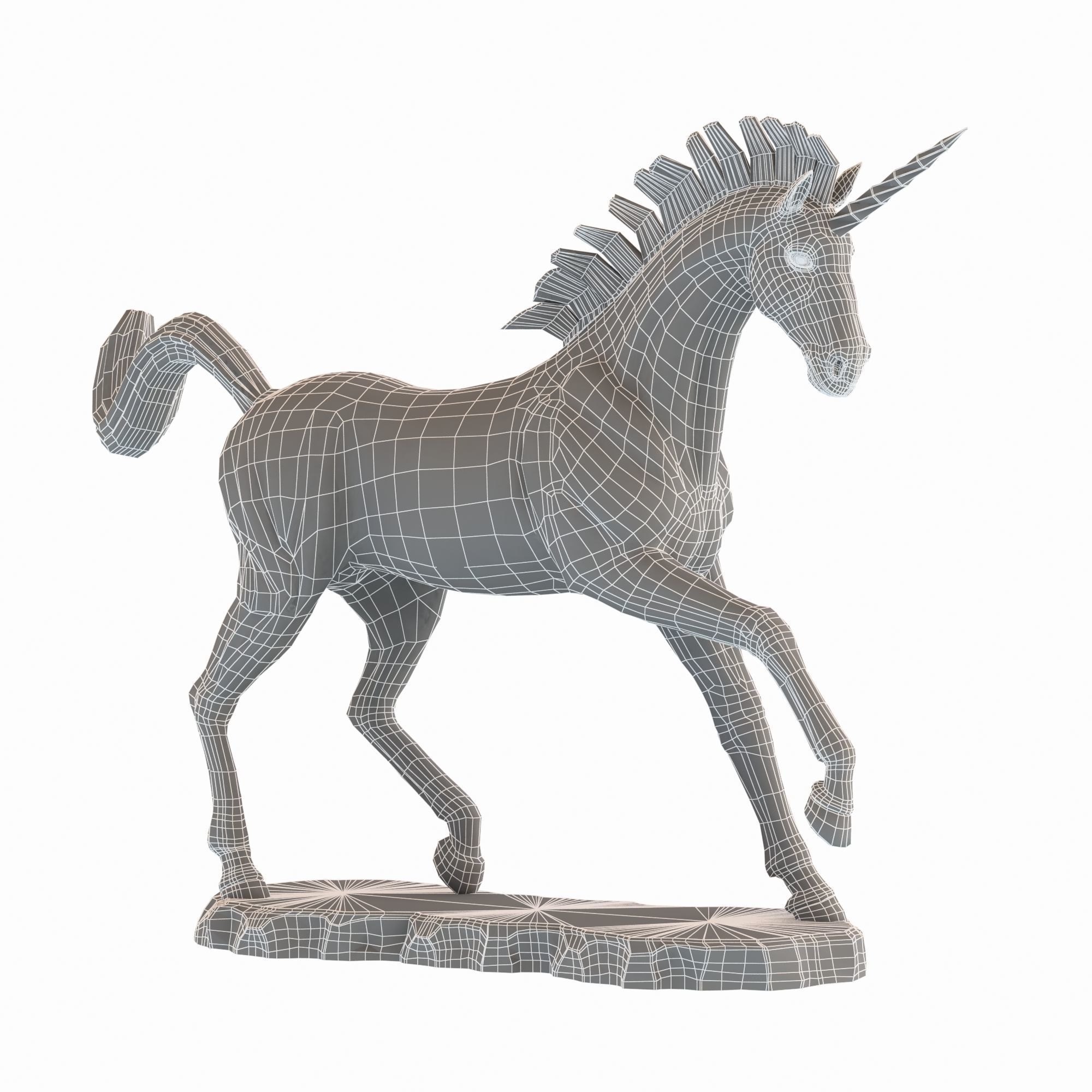 Unicorn Statue Low-poly 3D model_6