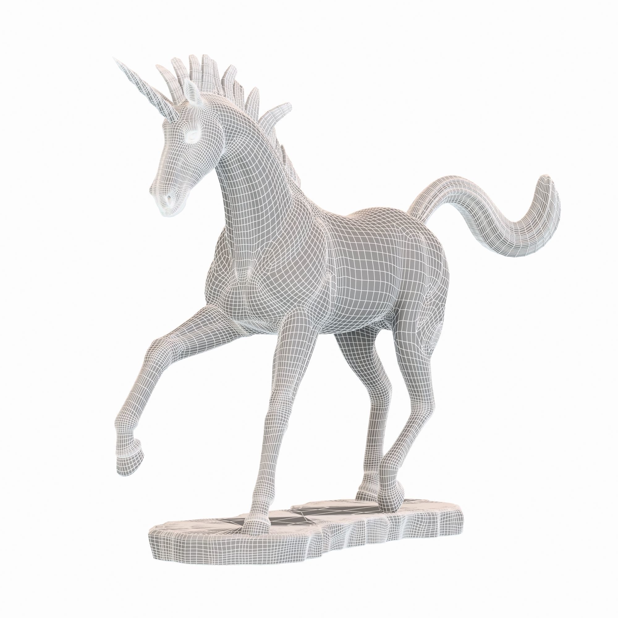 Unicorn Statue Low-poly 3D model_9