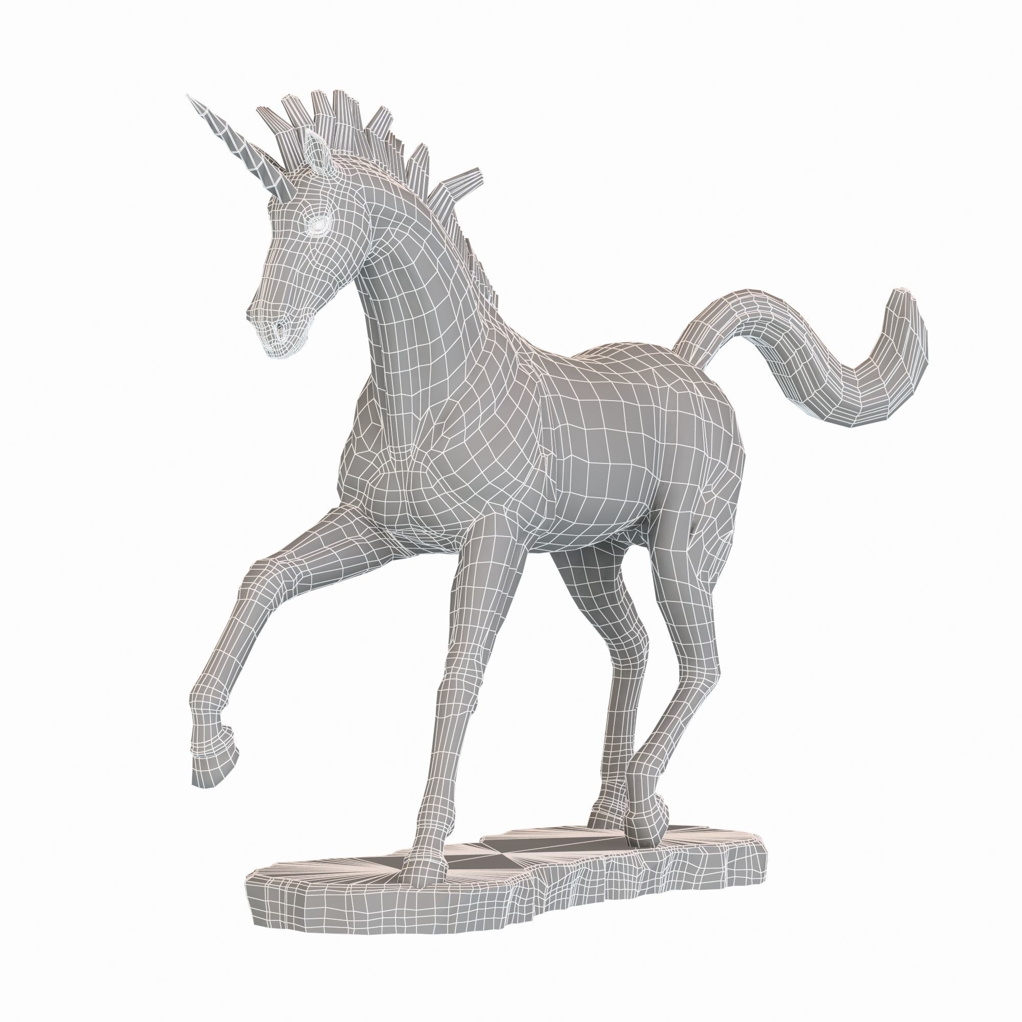 Unicorn Statue Low-poly 3D model_8
