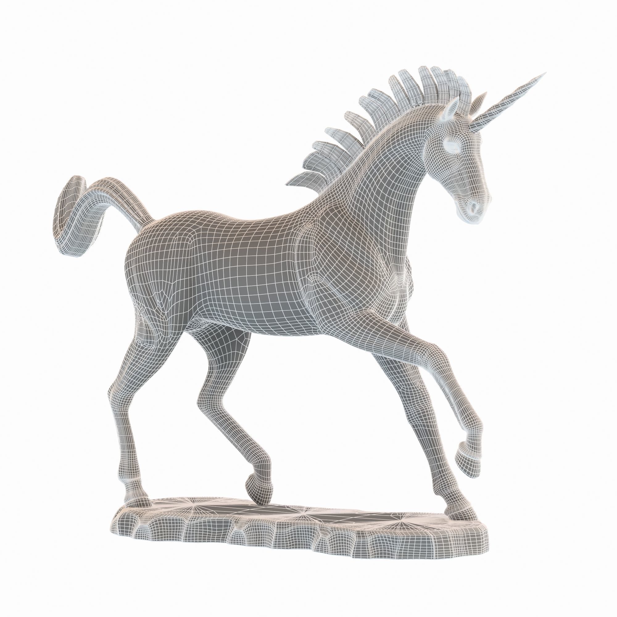 Unicorn Statue Low-poly 3D model_7
