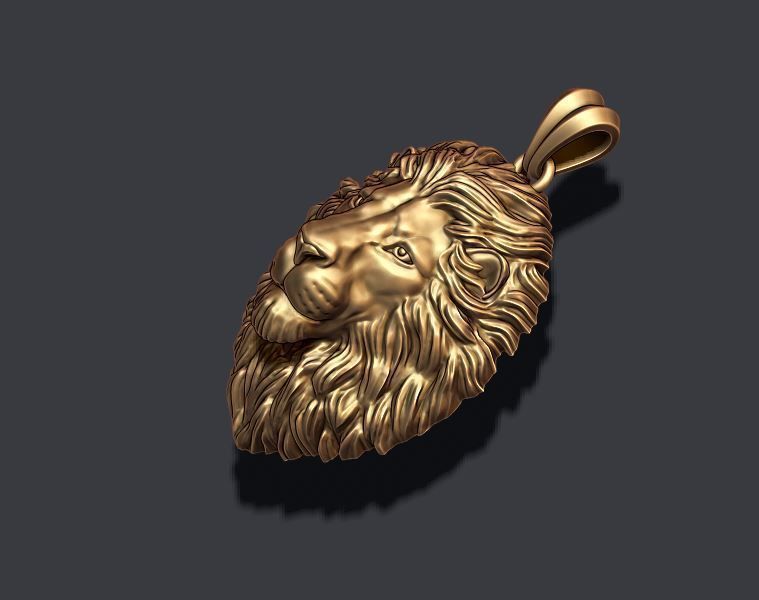 Lion pendant closed mouth 3D print model_4
