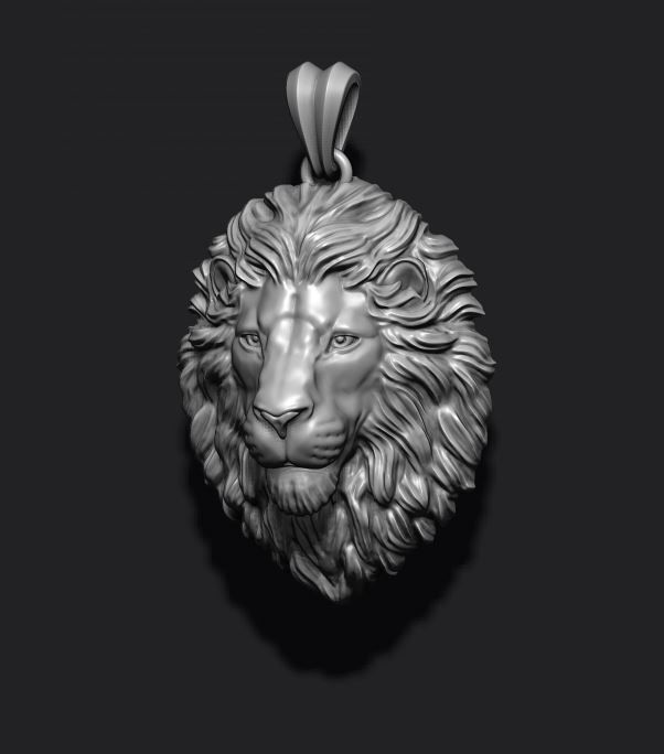 Lion pendant closed mouth 3D print model_7