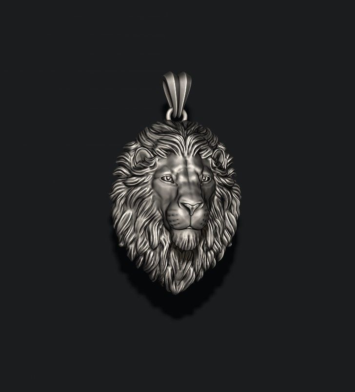 Lion pendant closed mouth 3D print model_8