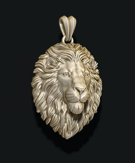 Lion pendant closed mouth 3D print model_6