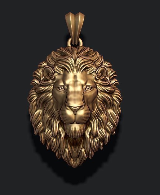 Lion pendant closed mouth 3D print model_3