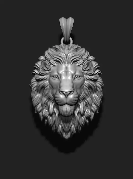 Lion pendant closed mouth 3D print model_0