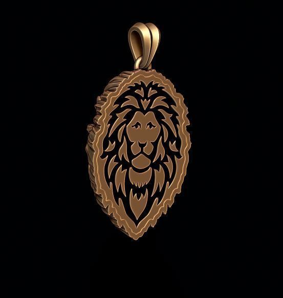 Lion pendant closed mouth 3D print model_2