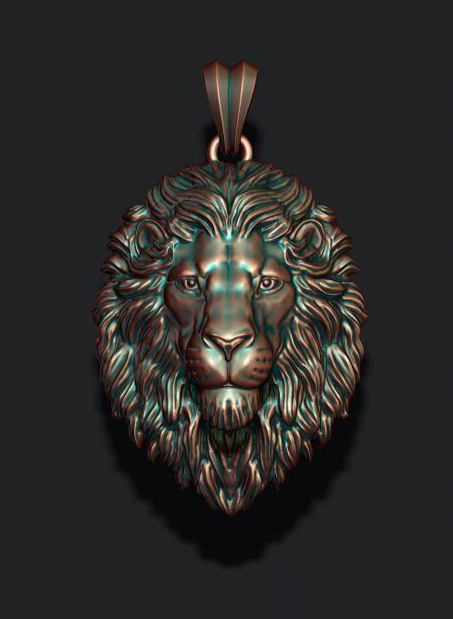 Lion pendant closed mouth 3D print model_5