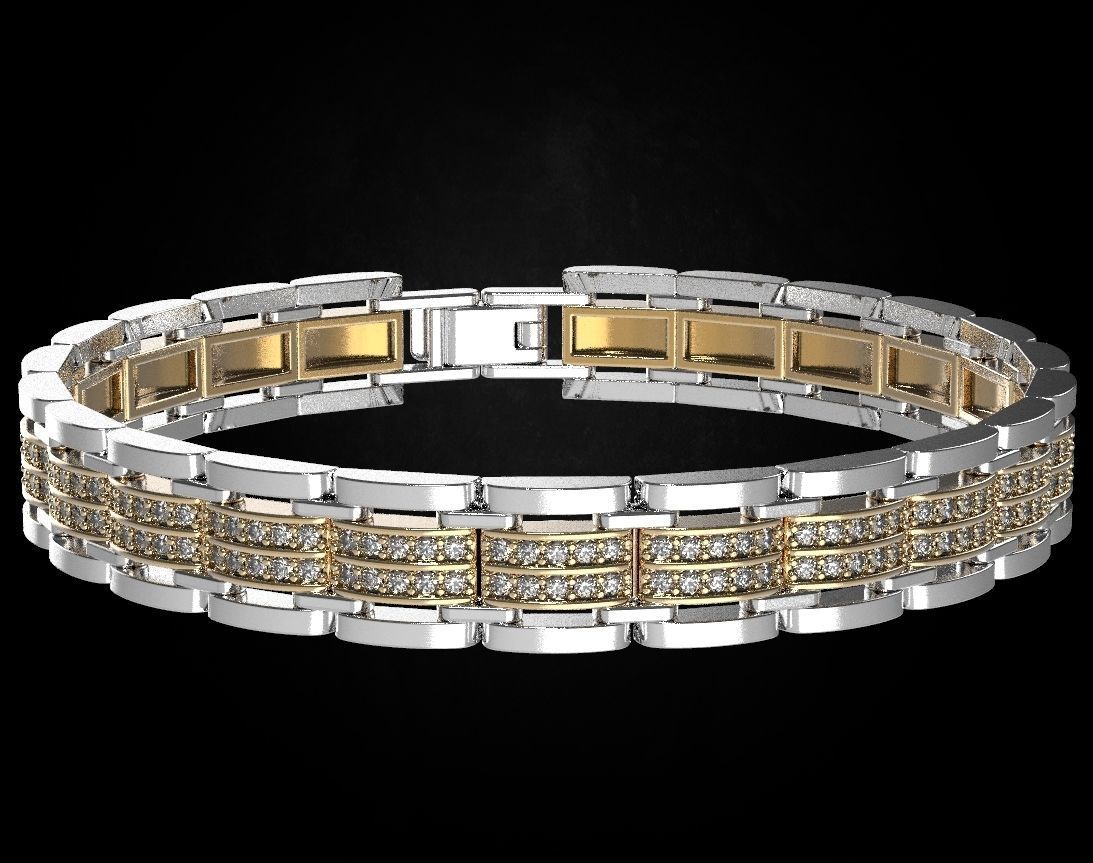 Stylish bracelet with stones of any size 453 3D print model_11