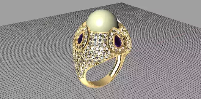 Perl Ring Diamonds on side 3D print model