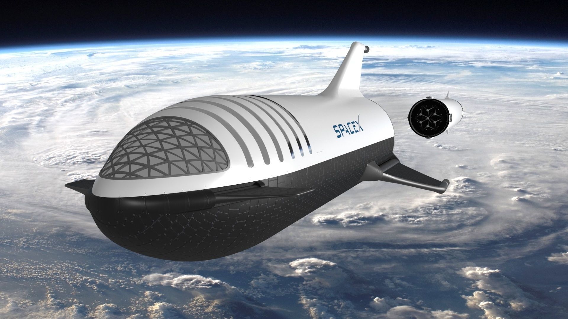 Big Falcon Rocket - BFR - 2019 - SpaceX - Spaceship 3D model_1