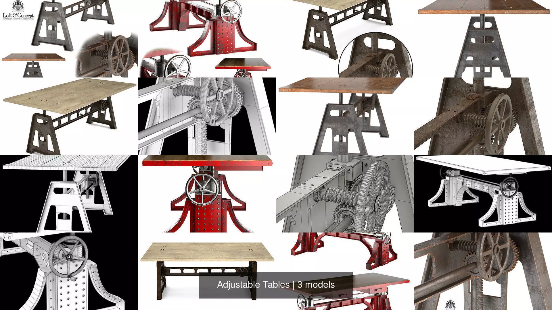 Adjustable Tables 3D Model Collection_0