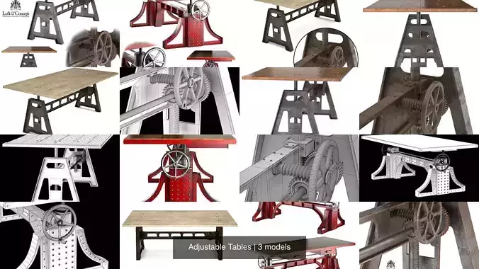 Adjustable Tables 3D Model Collection