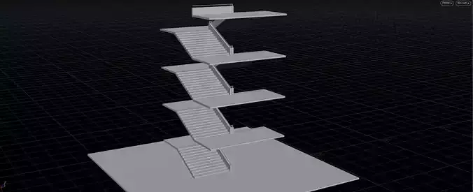 Houdini Stair Asset Low-poly 3D model 3D model