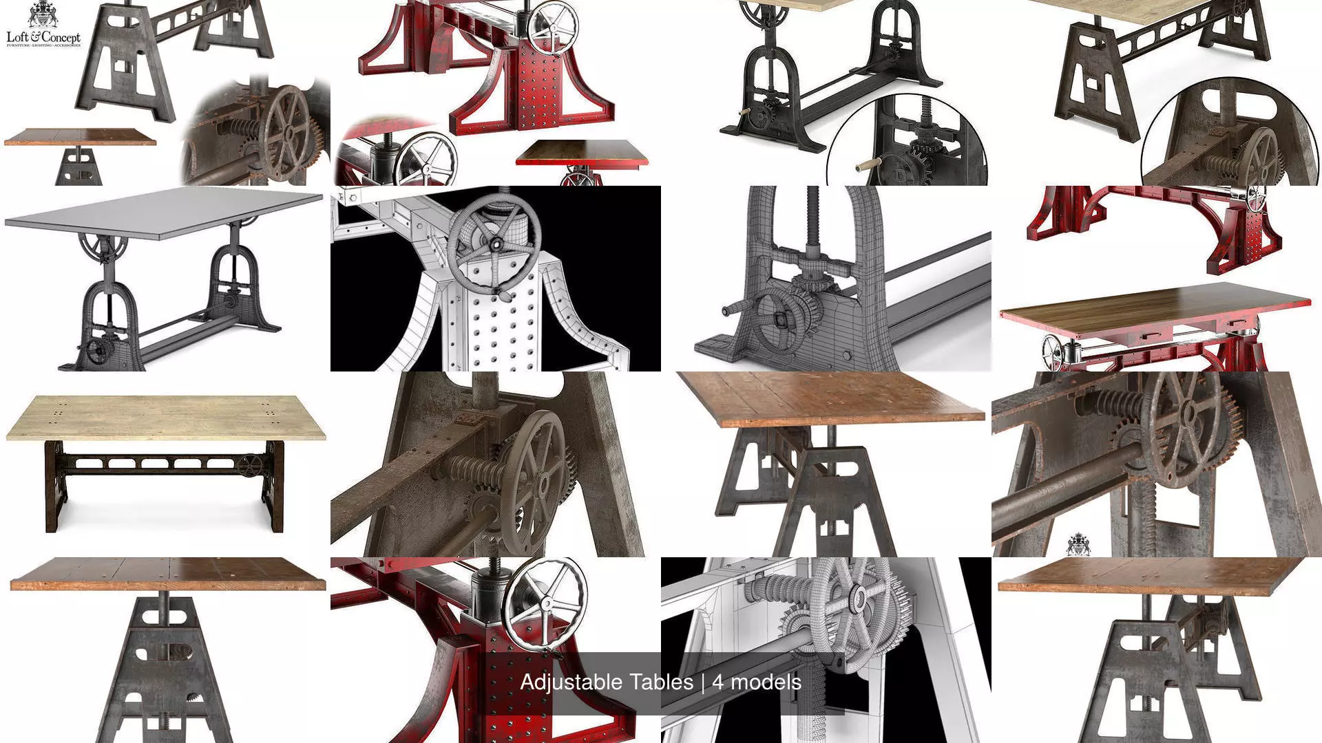 Adjustable Tables 3D Model Collection_0