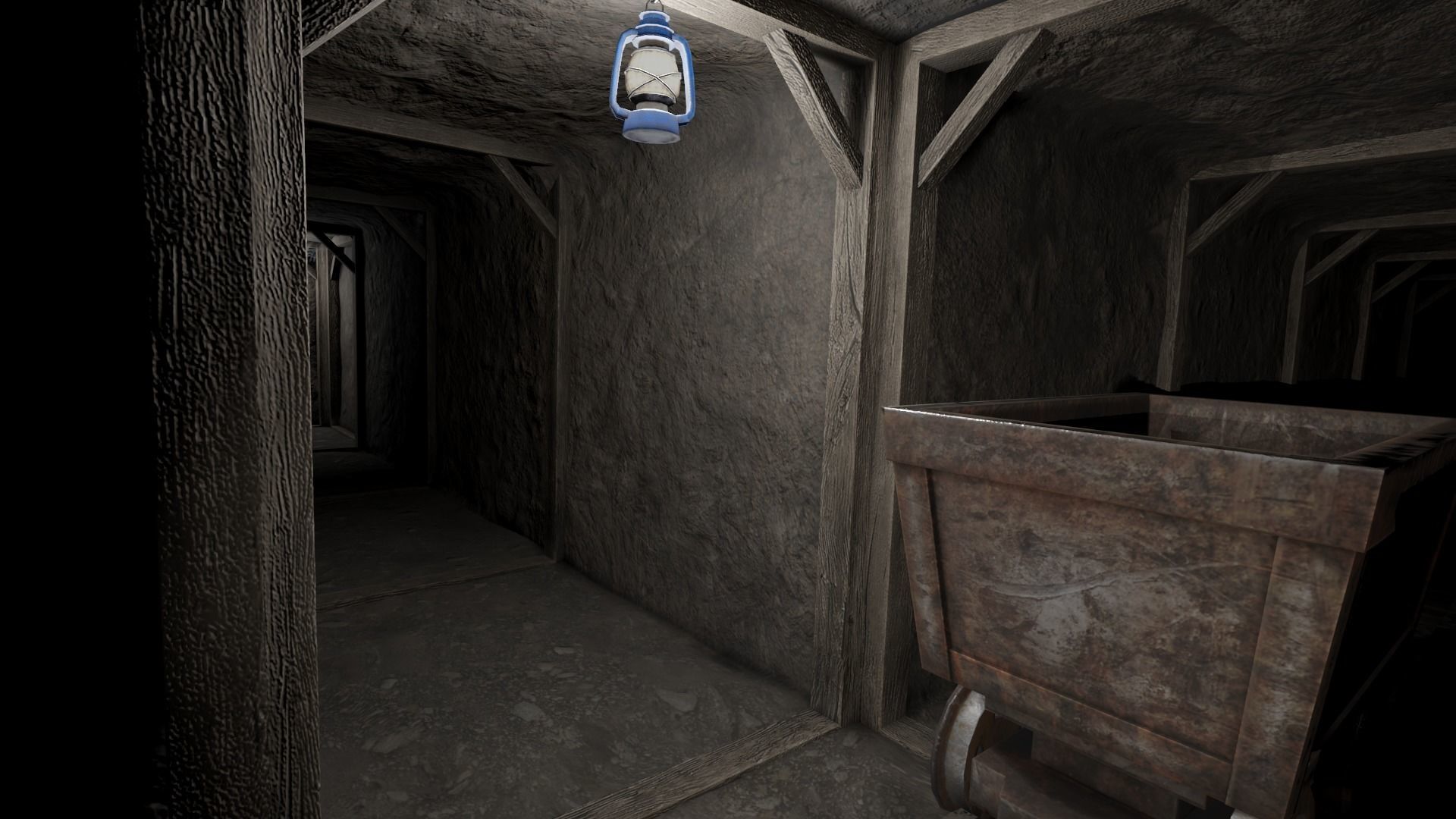 Low Poly Modular Mine Shaft With PBR Materials Low-poly 3D model_2