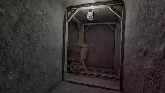 Low Poly Modular Mine Shaft With PBR Materials Low-poly 3D model