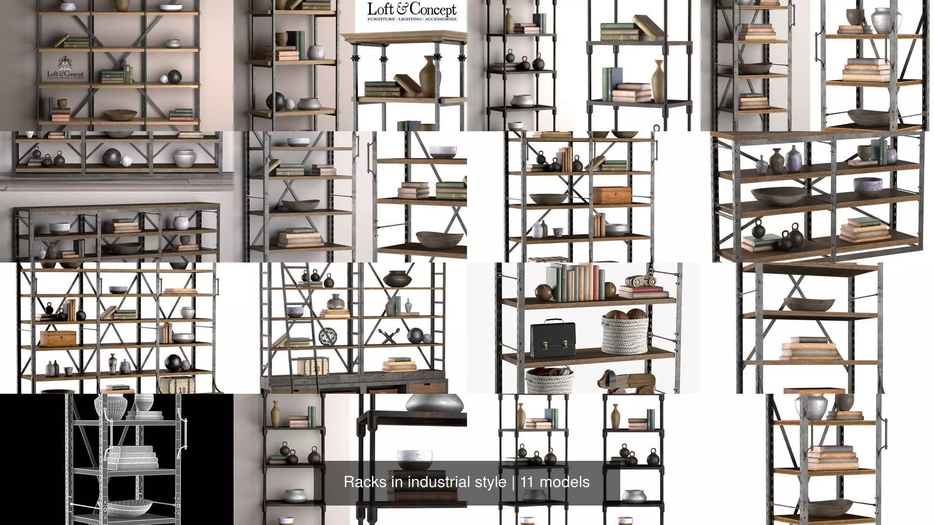 Racks in industrial style 3D Model Collection_0