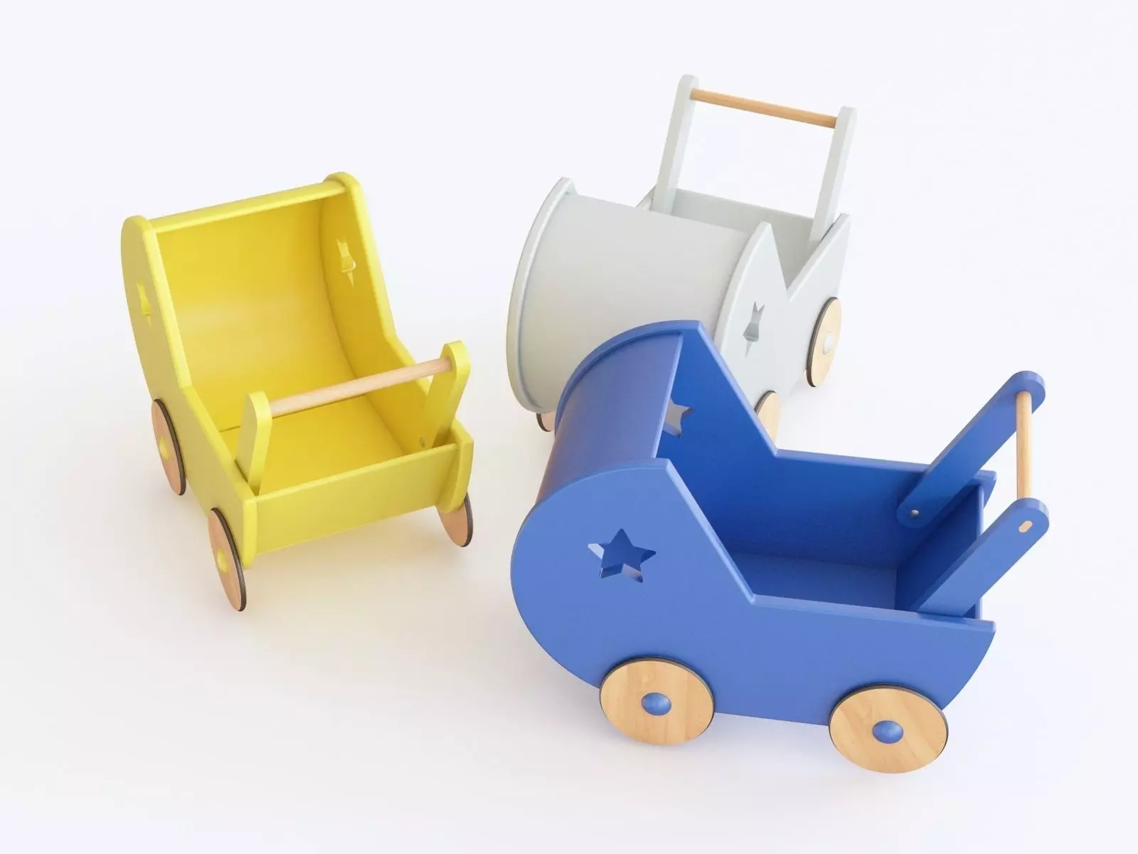 Wooden stroller toy 03 3D model