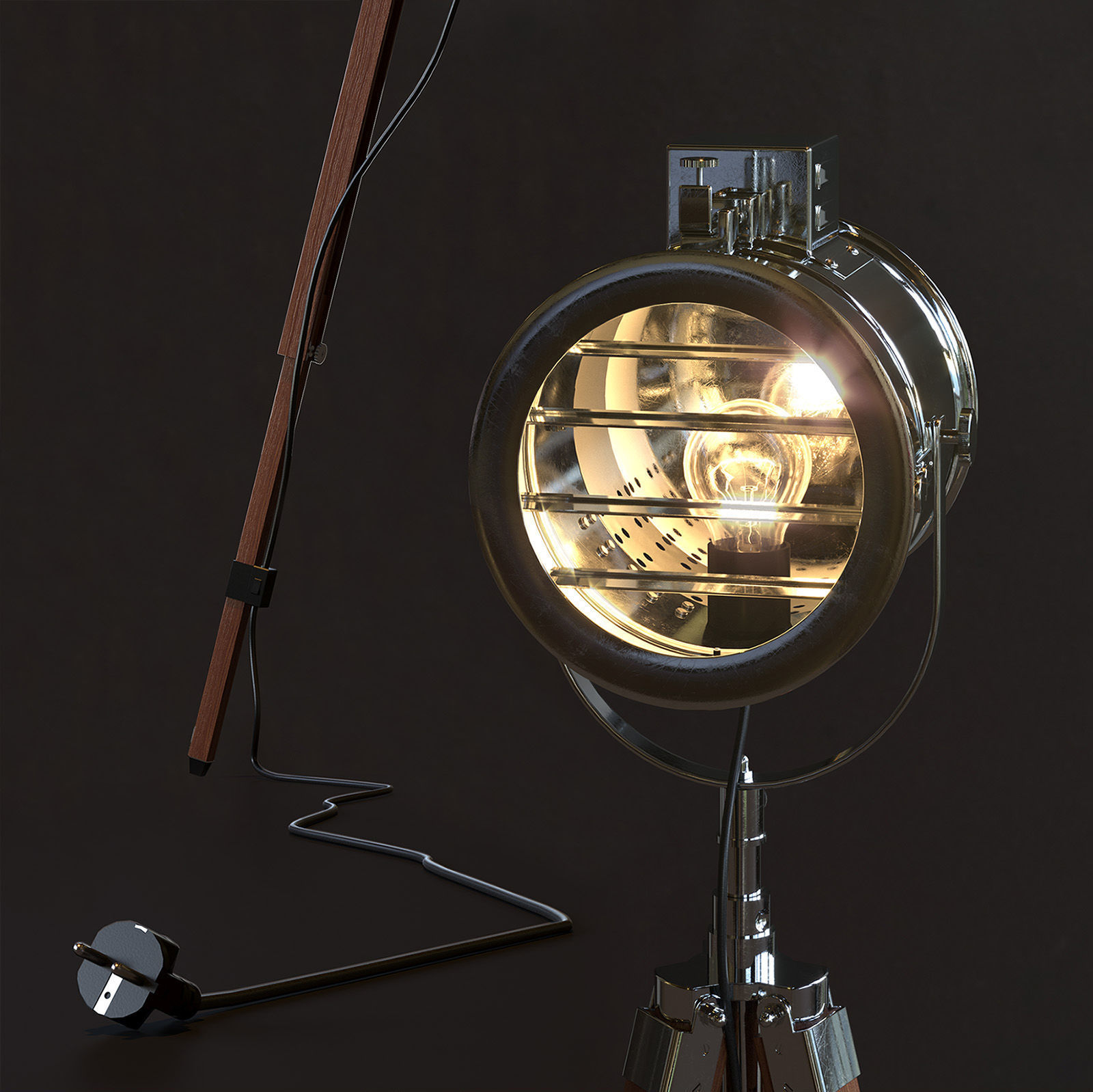 Thor Vintage Stage Searchlight 3D model_1