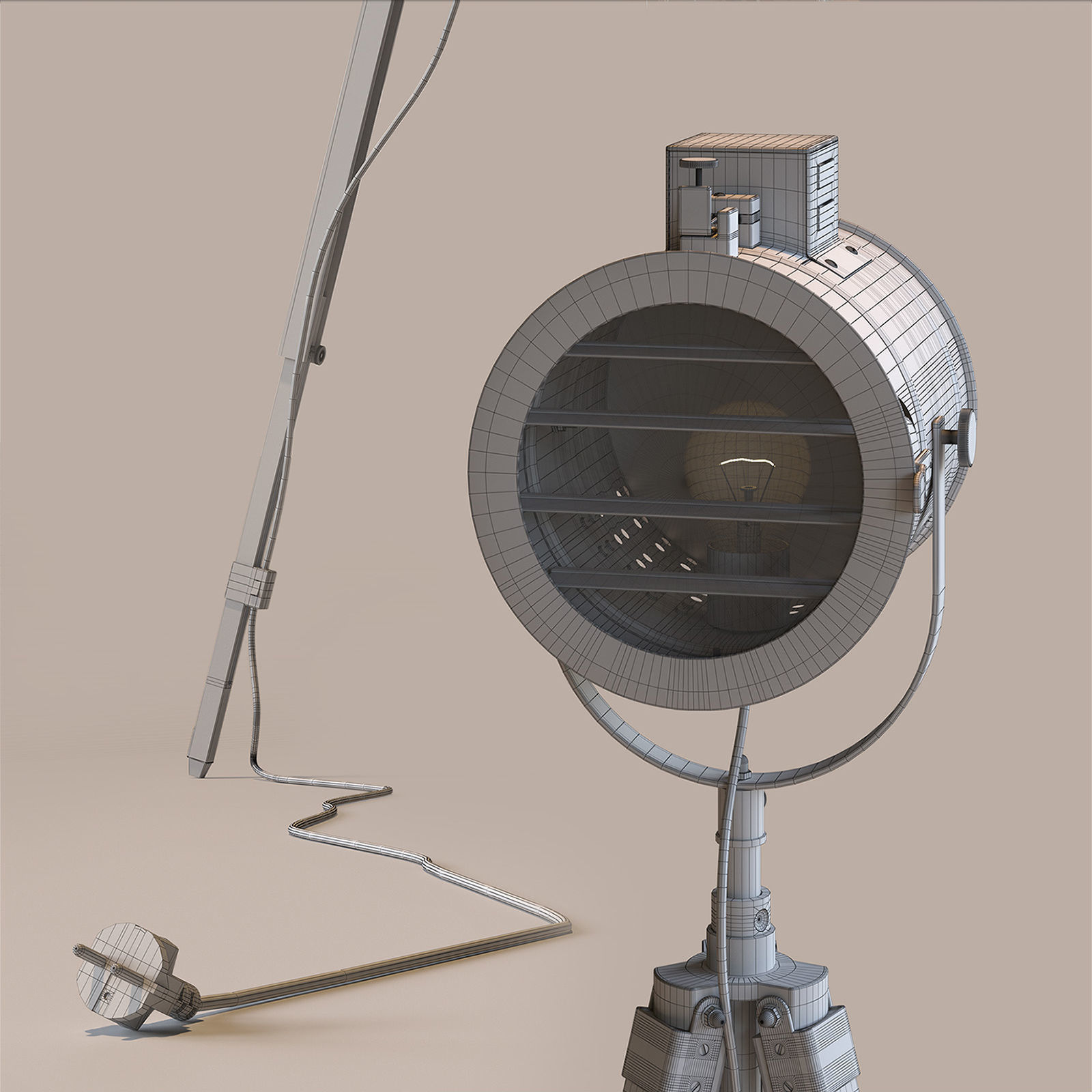 Thor Vintage Stage Searchlight 3D model_2