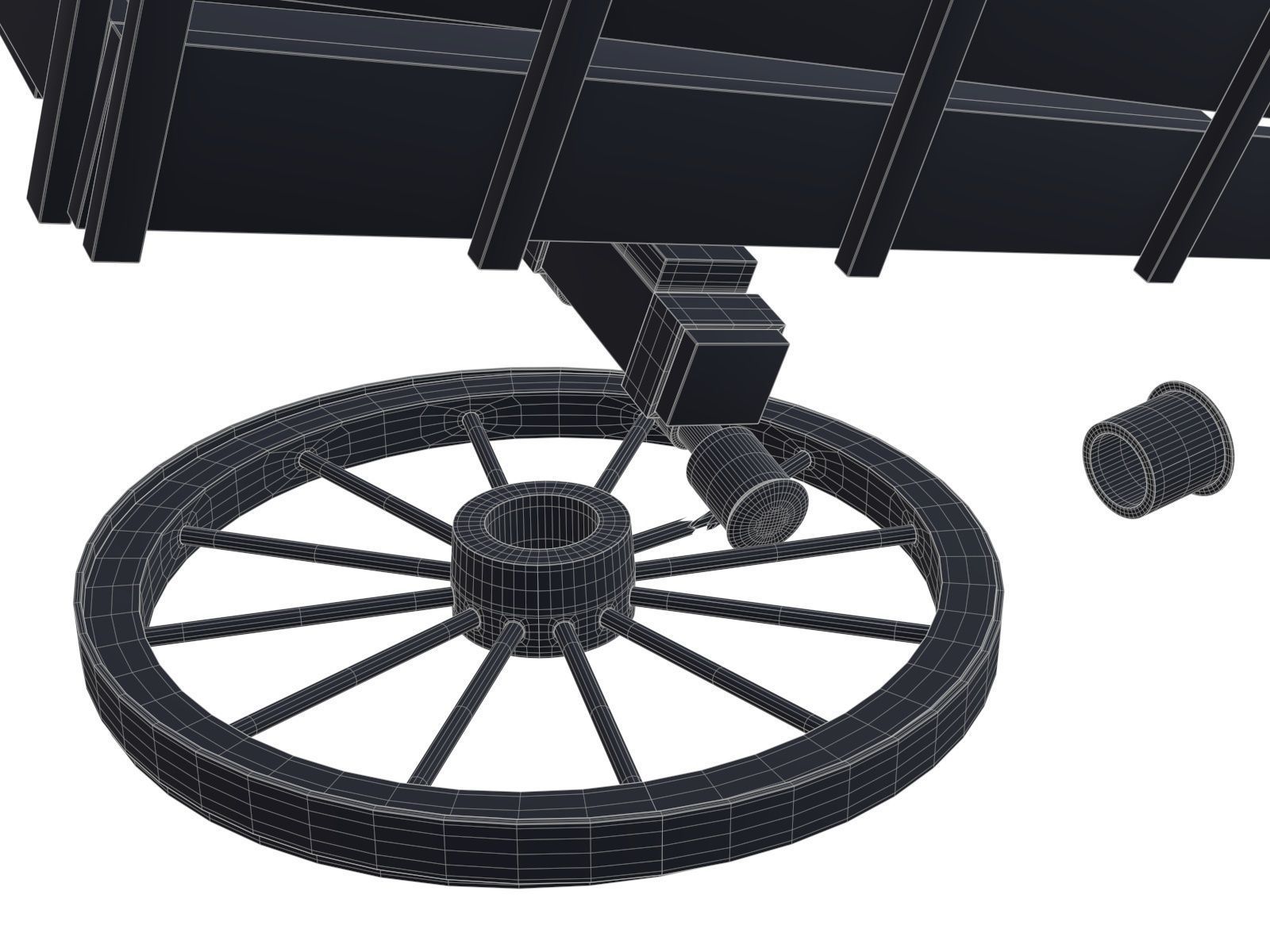 wooden cart 3 broken 3D model_9