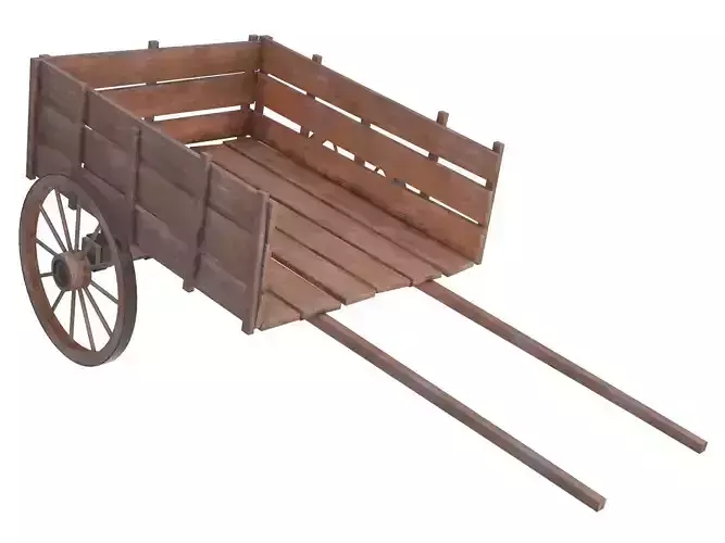 wooden cart 3 3D model