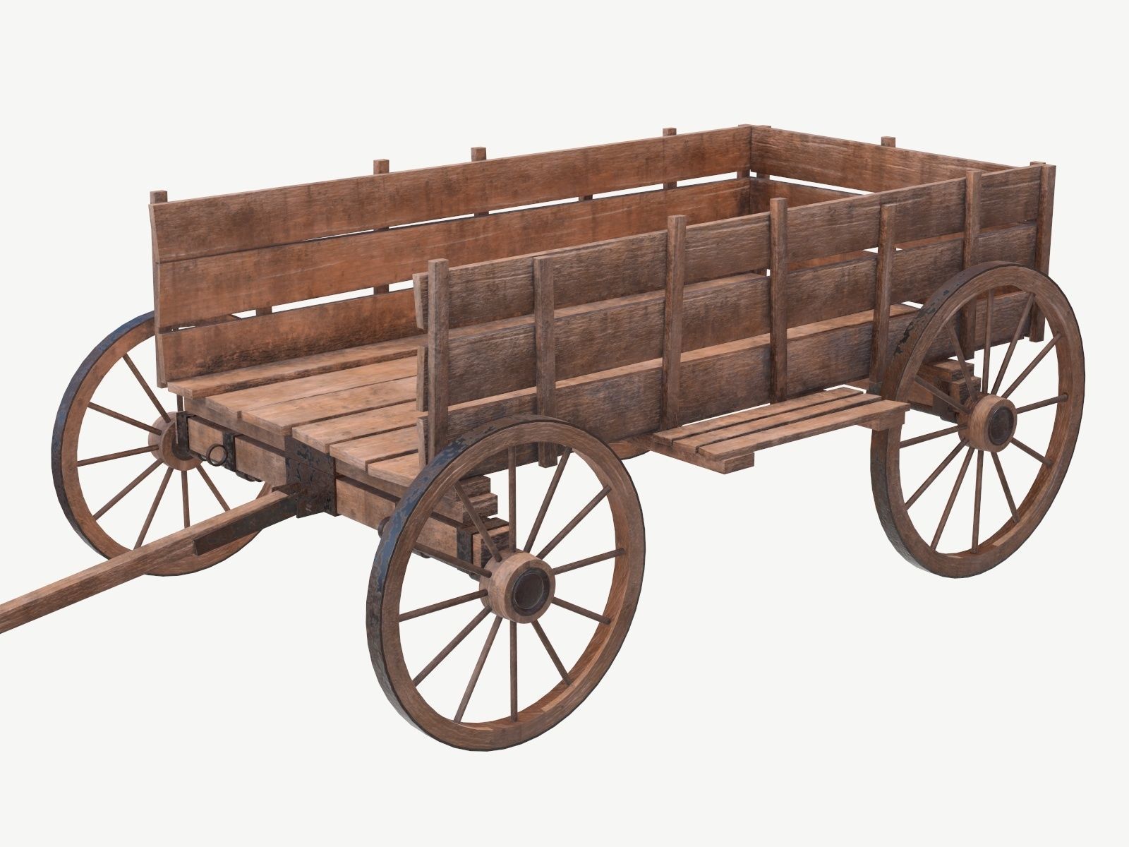 wooden cart 2 3D model_5