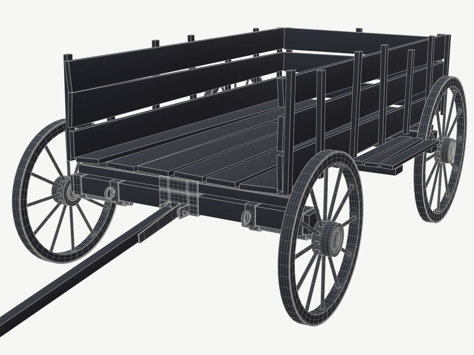 wooden cart 2 3D model_10