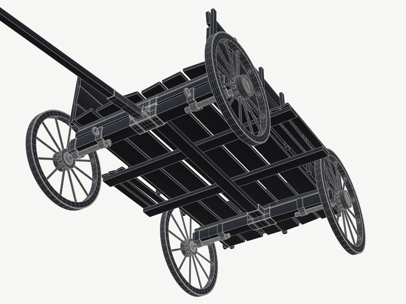 wooden cart 2 3D model_11