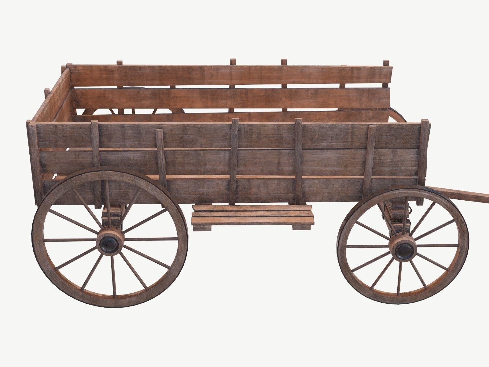 wooden cart 2 3D model_3