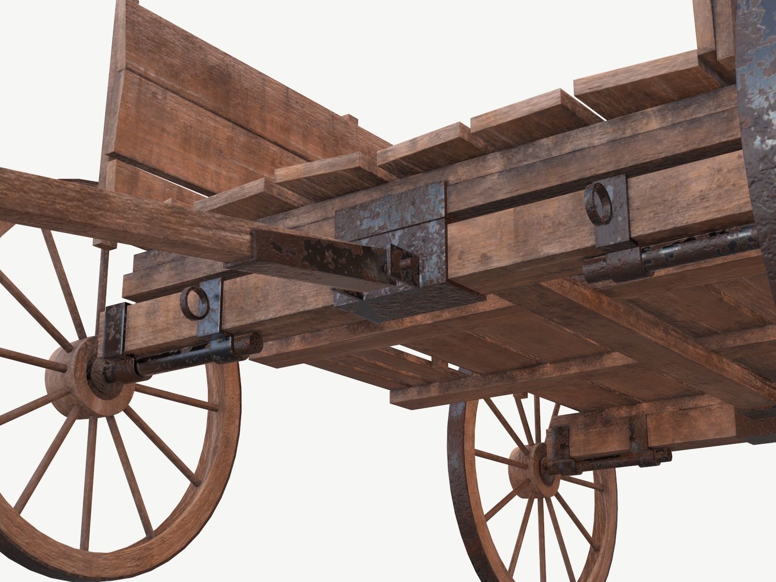 wooden cart 2 3D model_7