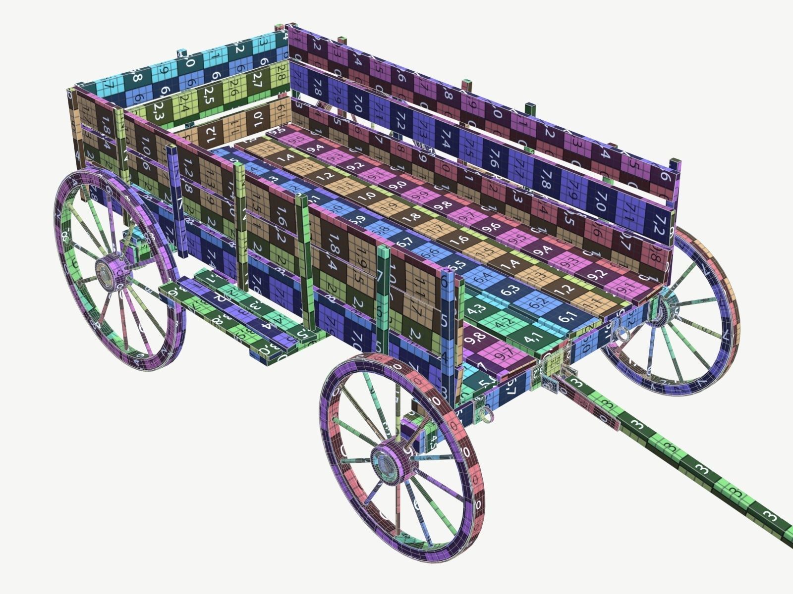 wooden cart 2 3D model_12