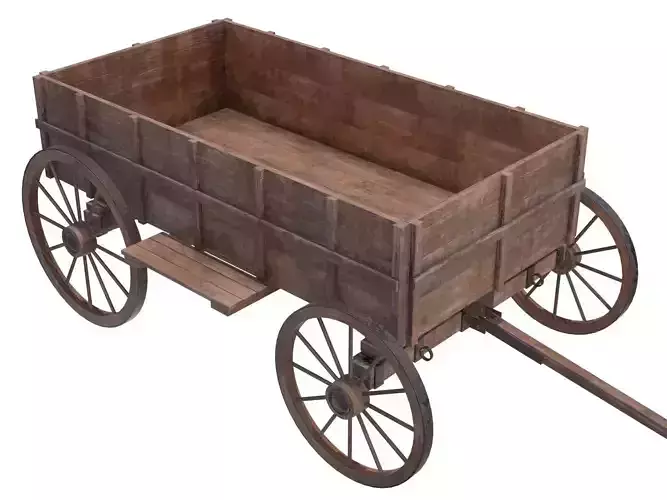 wooden cart 3D model
