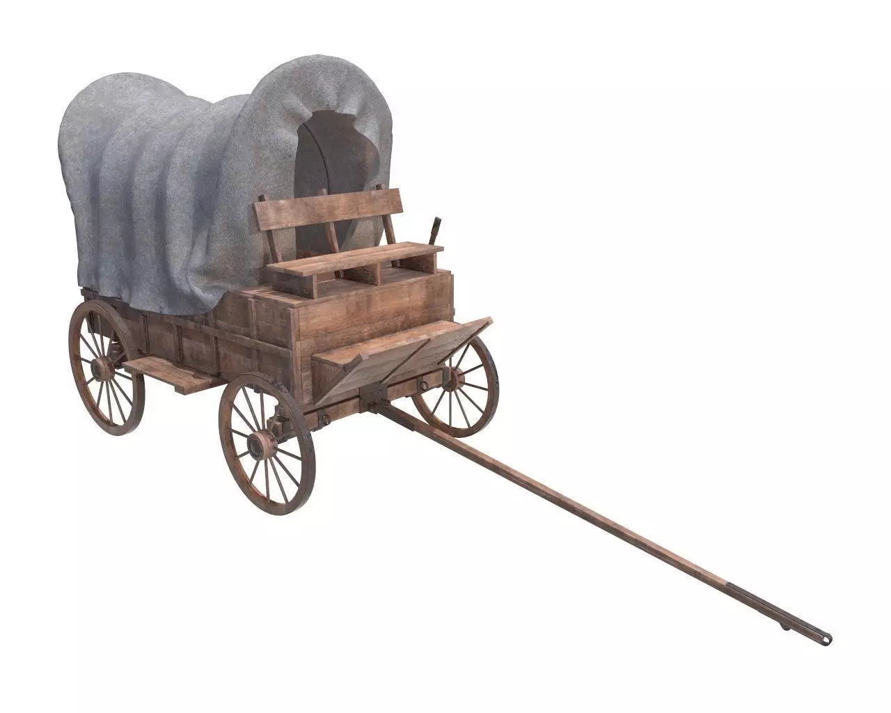 wagon wooden covered 3D model