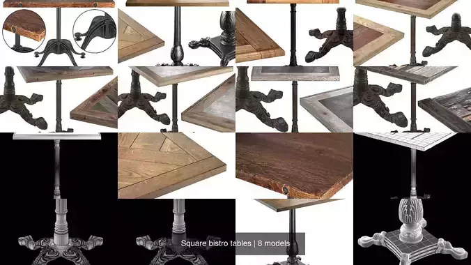Square bistro tables 3D Model Collection